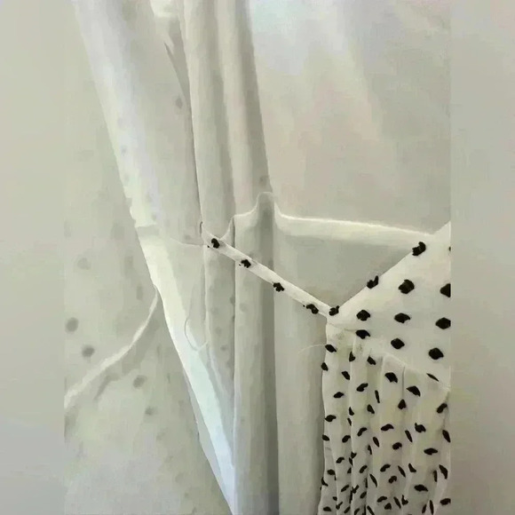 Express White With Black Swiss Polka Dot Wrap Front Maxi Dress Size L - Picture 6 of 10